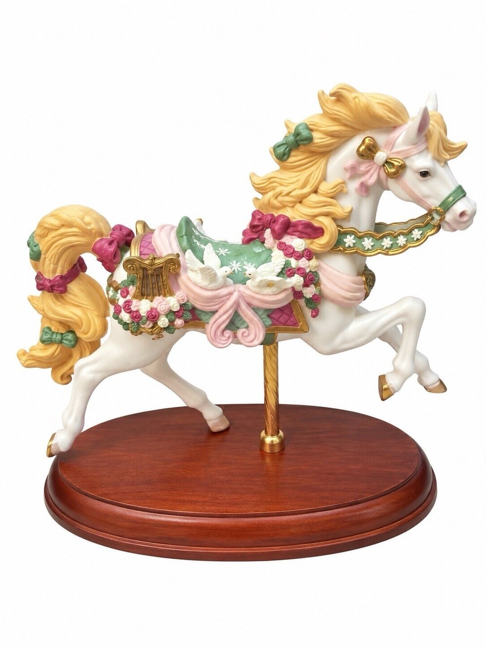 Lenox Porcelain Carousel Horse Figurine on Wood Base © Lenox 1994